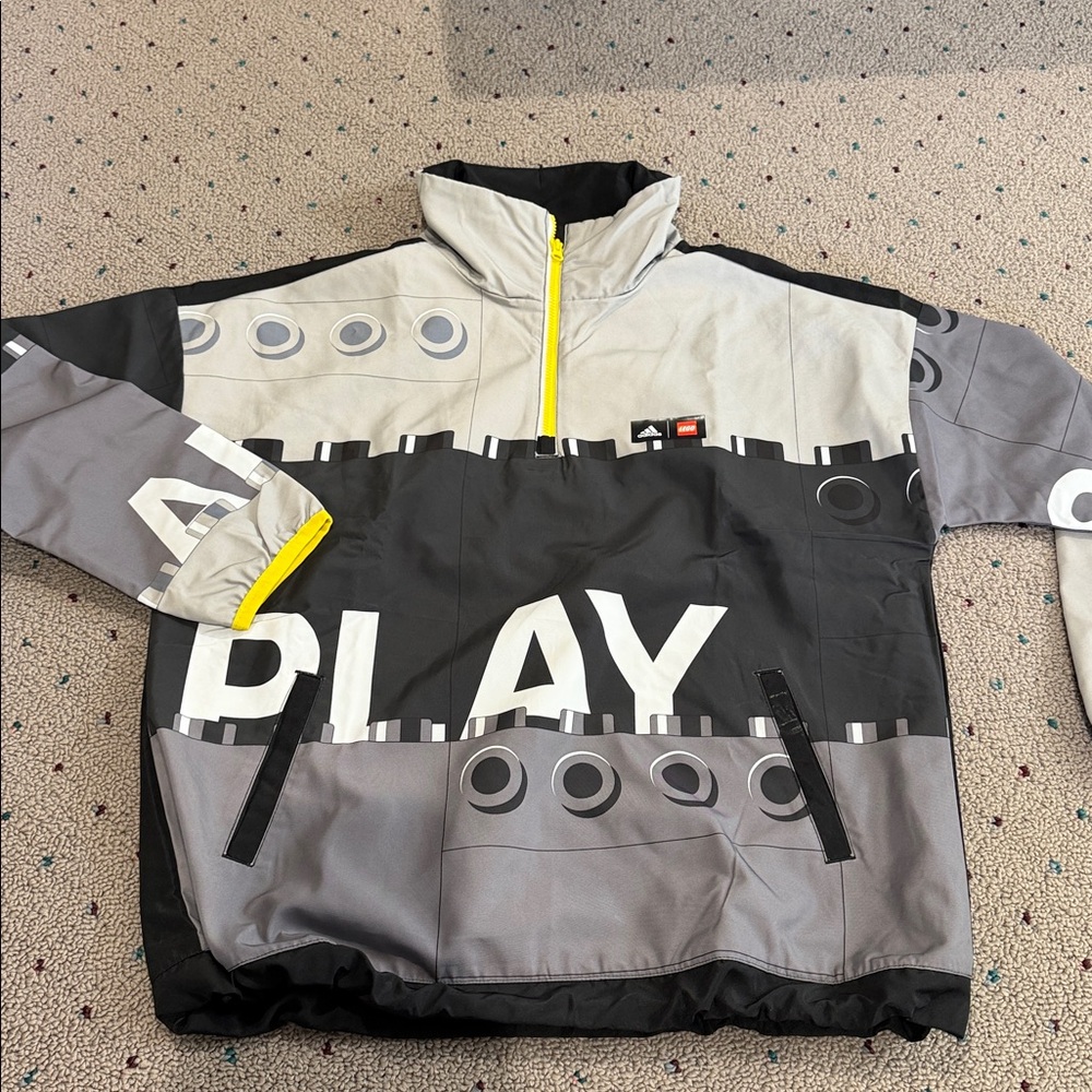 NWT Adidas x Lego collab boys quarter zip windbreaker track jacket size Large